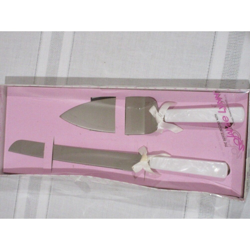 NOS Vtg. Wedding Cake Knife and Server Set by Jamie Lynn in Box